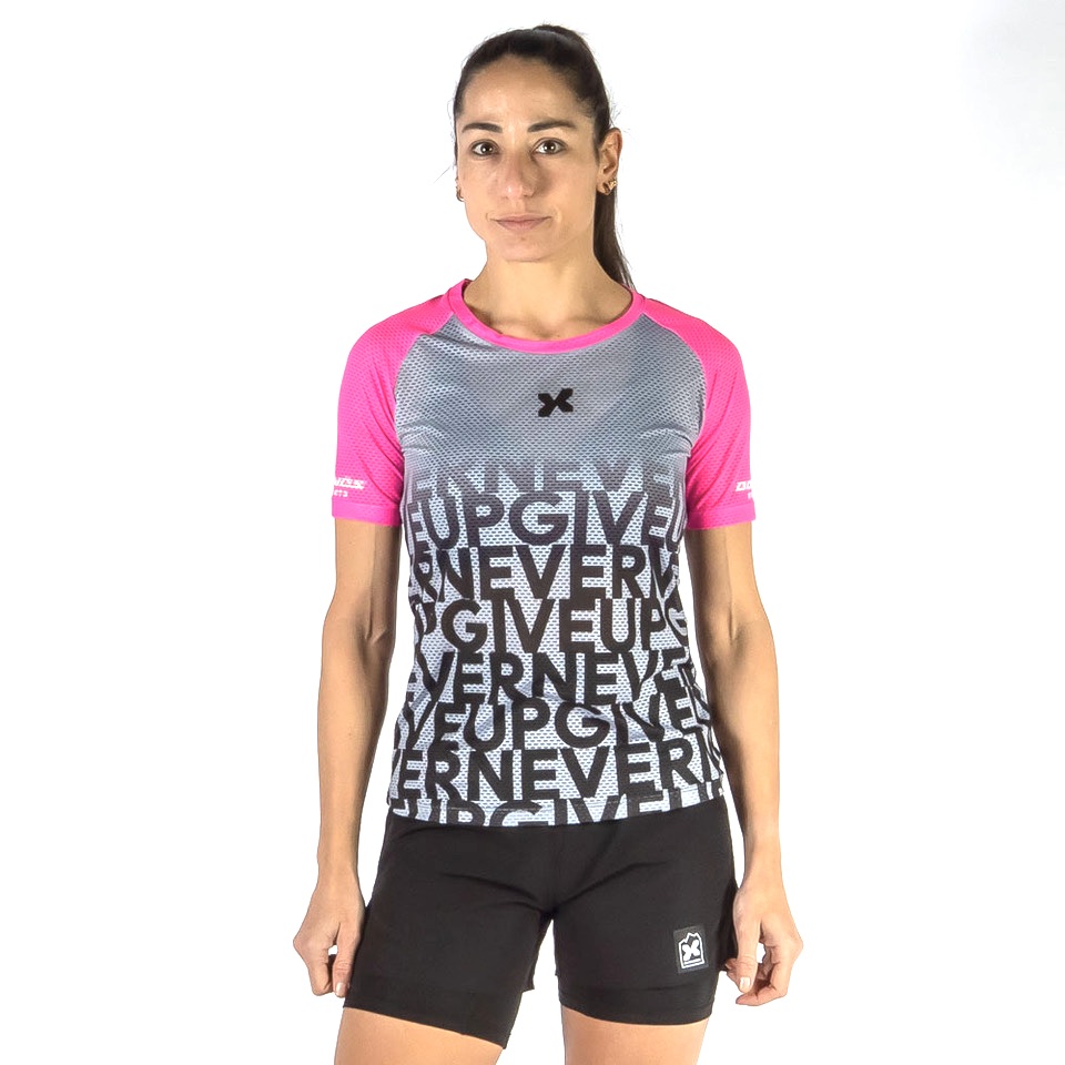 Футболка суперлегкая для трейлов Never Give Up Pink