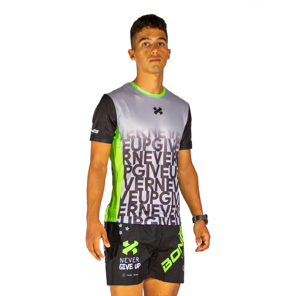 Футболка суперлегкая для трейлов Never Give Up Green